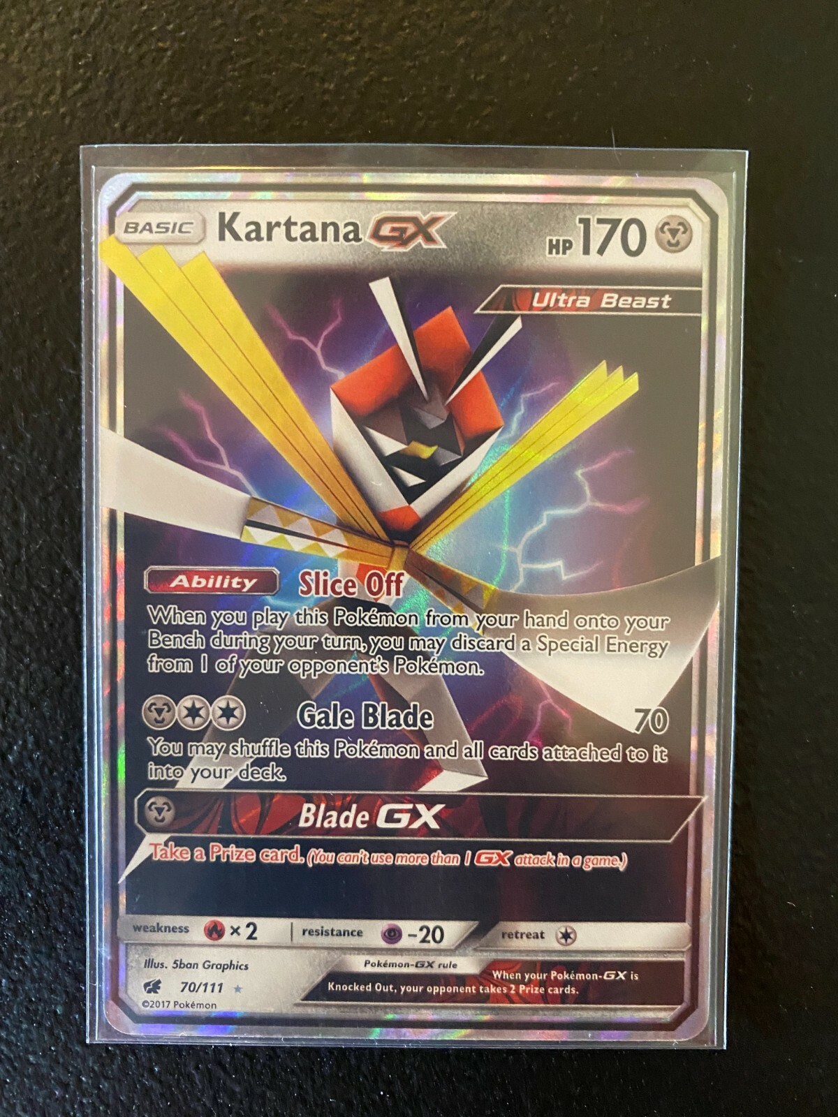 2017 Pokemon, Crimson Invasion, #70/111 Kartana GX, Holo Ultra Rare