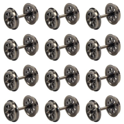 12pcs Model Trains HO Scale 1:87 38'' Metal Spoked DC Wheelsets