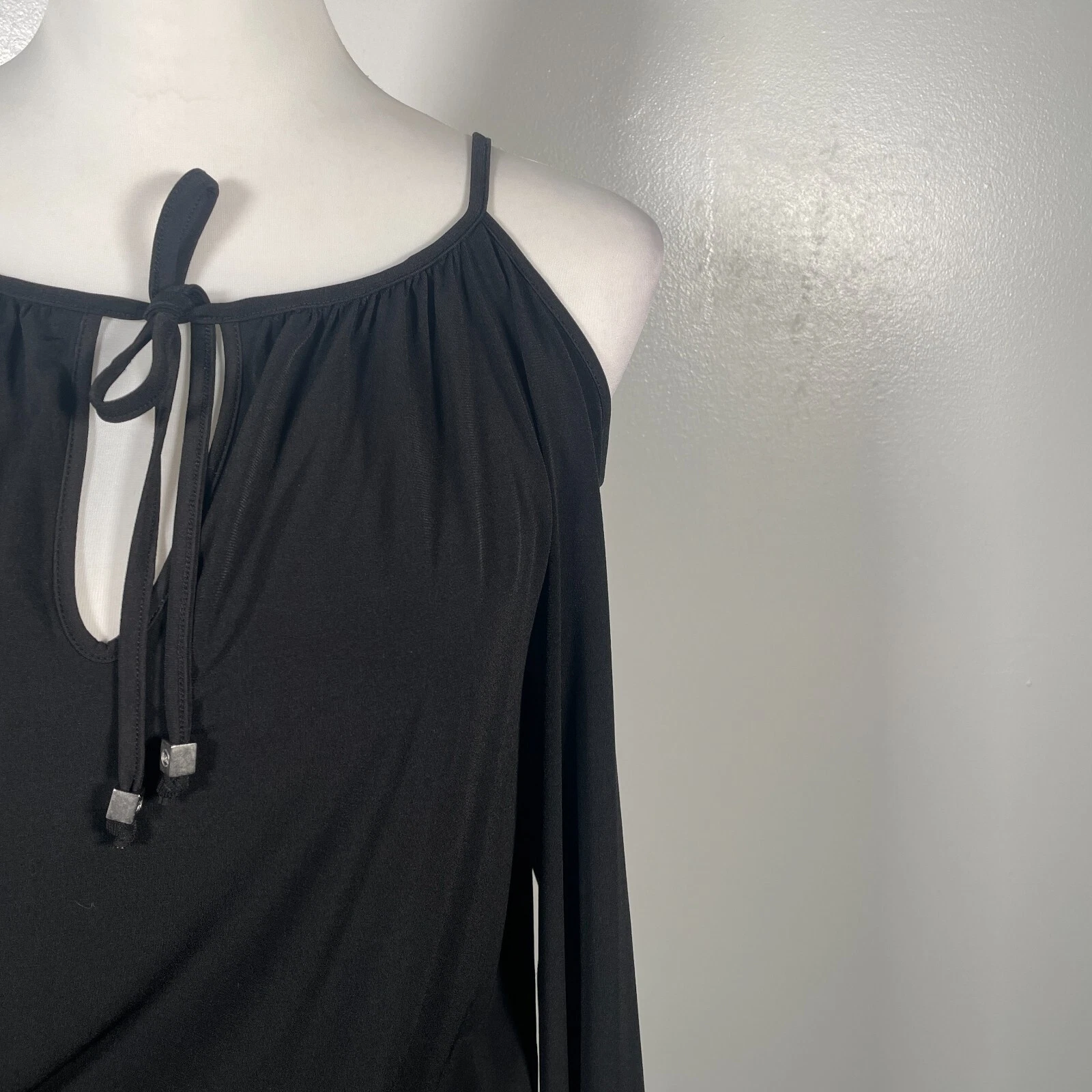 Mini abito Michael Michael Kors nero jersey Peekaboo spalle fredde Peekaboo XXS