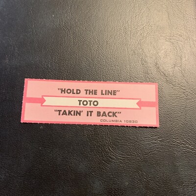 1 JUKEBOX TITLE STRIP Toto Hold the line/taking it back Columbia 45￼ Takin