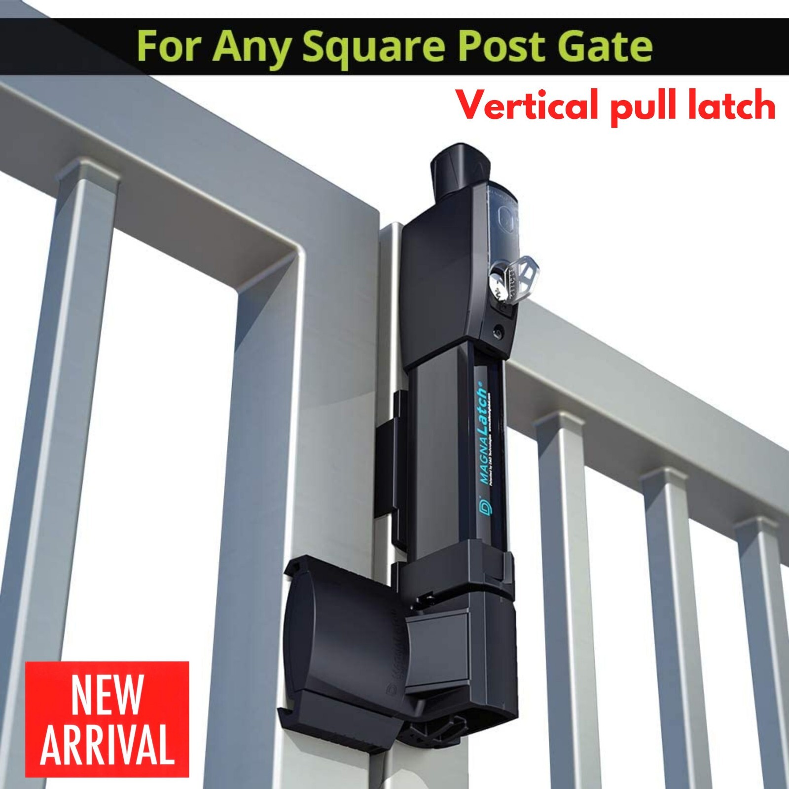 Vertical Pull Latch & Lock for Pool Fence Square Gate Child