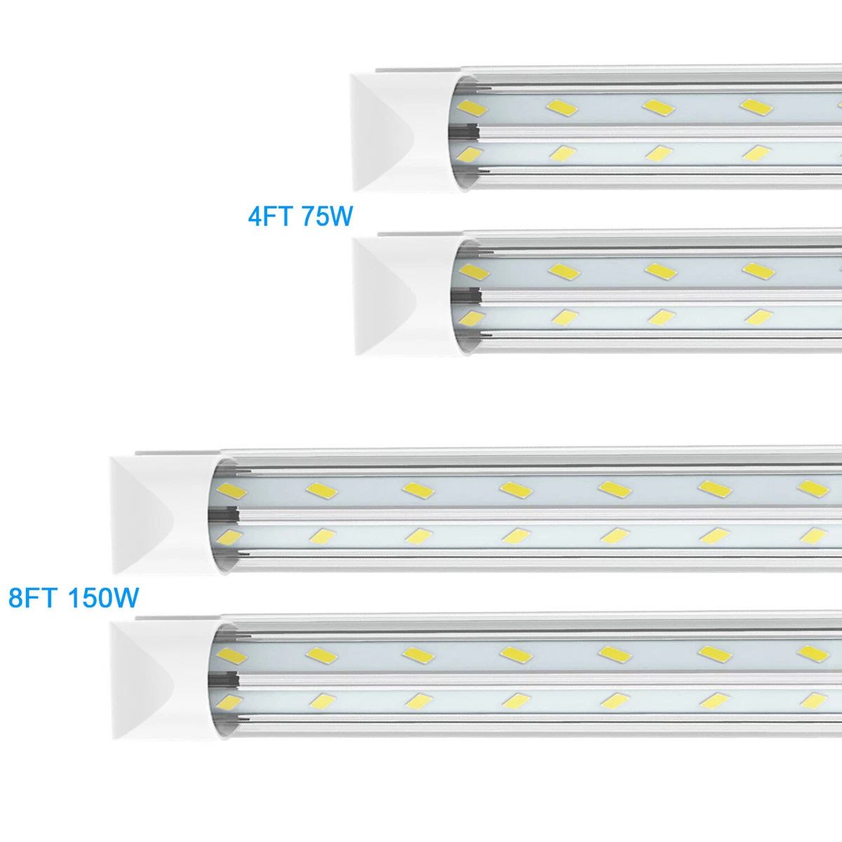 4FT 8FT T8 LED Shop Light Fixture 4 Foot 75W 8 Foot 150W LED Tube Light Bulbs