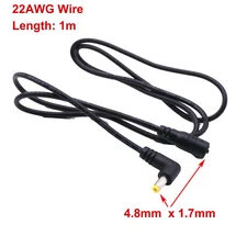 DC Power 4.8mm x 1.7mm Male Angle To Female Extension Adapter Connector Cable