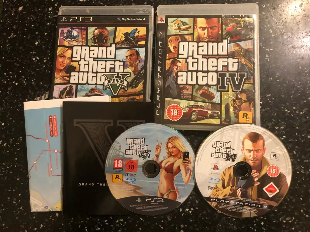 2 x SONY PLAYSTATION 3 PS3 GAMES GRAND THEFT AUTO IV 4 + GTA 5 FIVE V