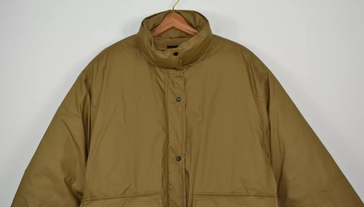 Zara Men s EUC Moss Green brown snap button down Pocket Puffer