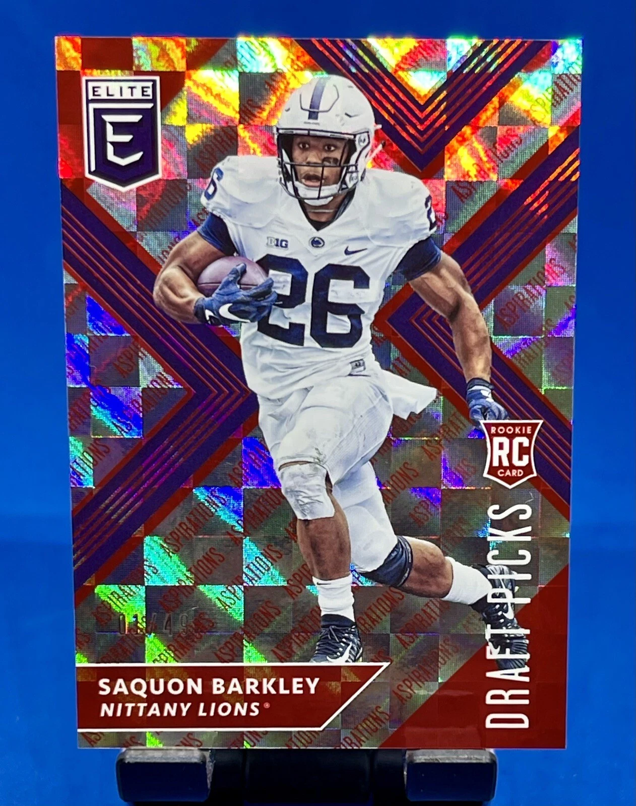 Saquon Barkley Panini Elite Draft Picks Collegiate #105 Autograph-Aspirations-Red