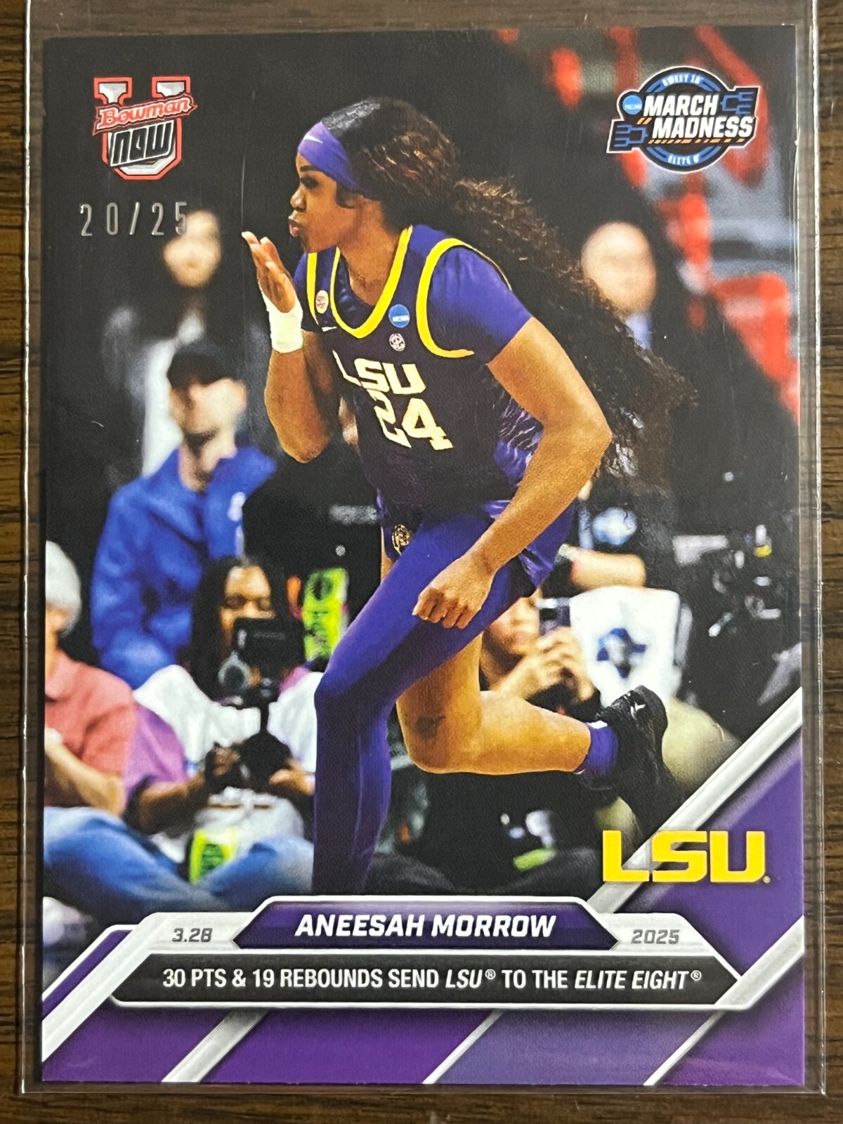 2024-25 Topps Bowman U Now #103 Aneesah Morrow LSU Tigers PURPLE 20/25