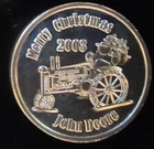 2003 John Deere Tractor w/ Santa Mery Christmas-999 Silver 1 Oz Ounce Round Coin