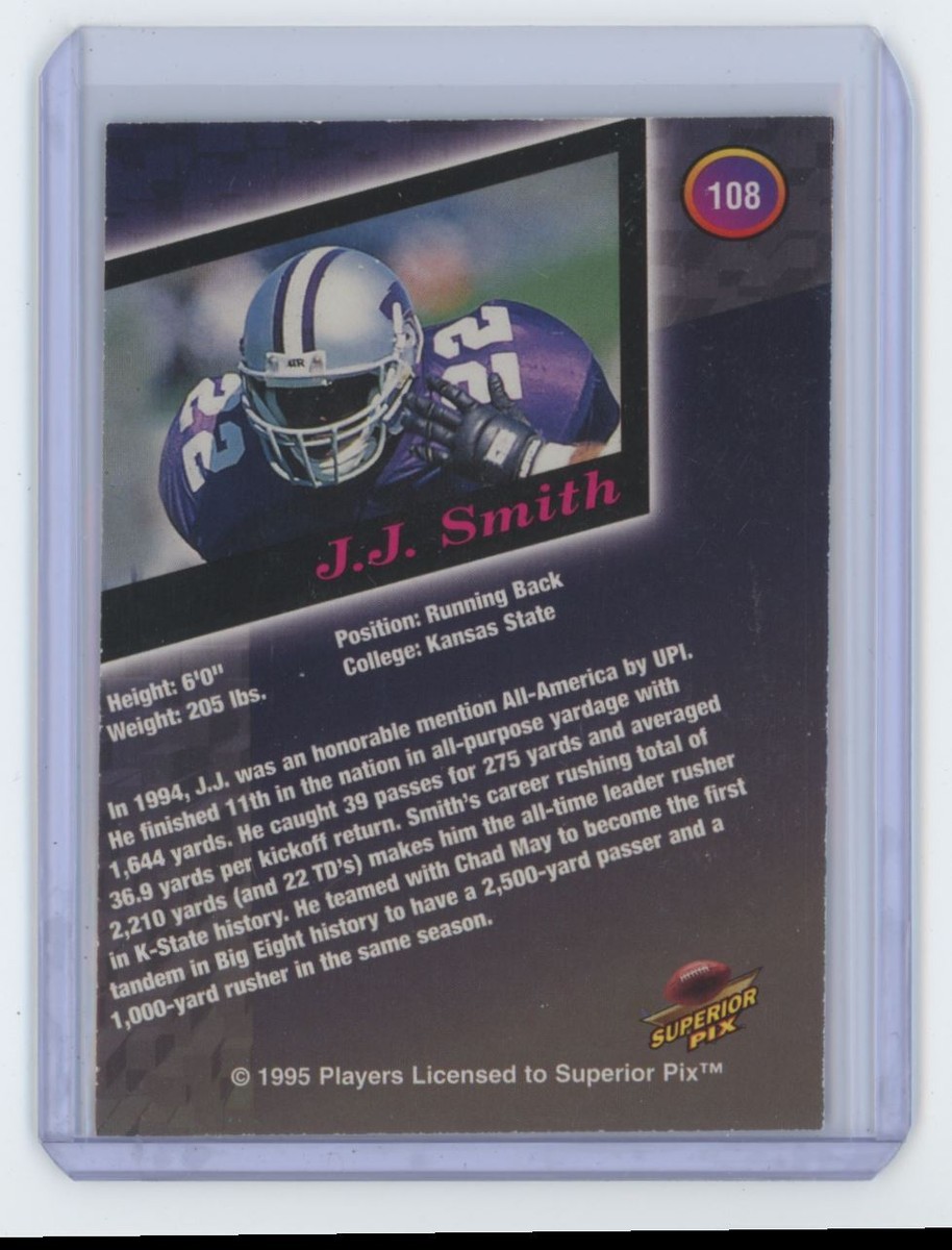 1995 Superior Pix J.J. Smith Rookie Auto 4617/5000 Football Card
