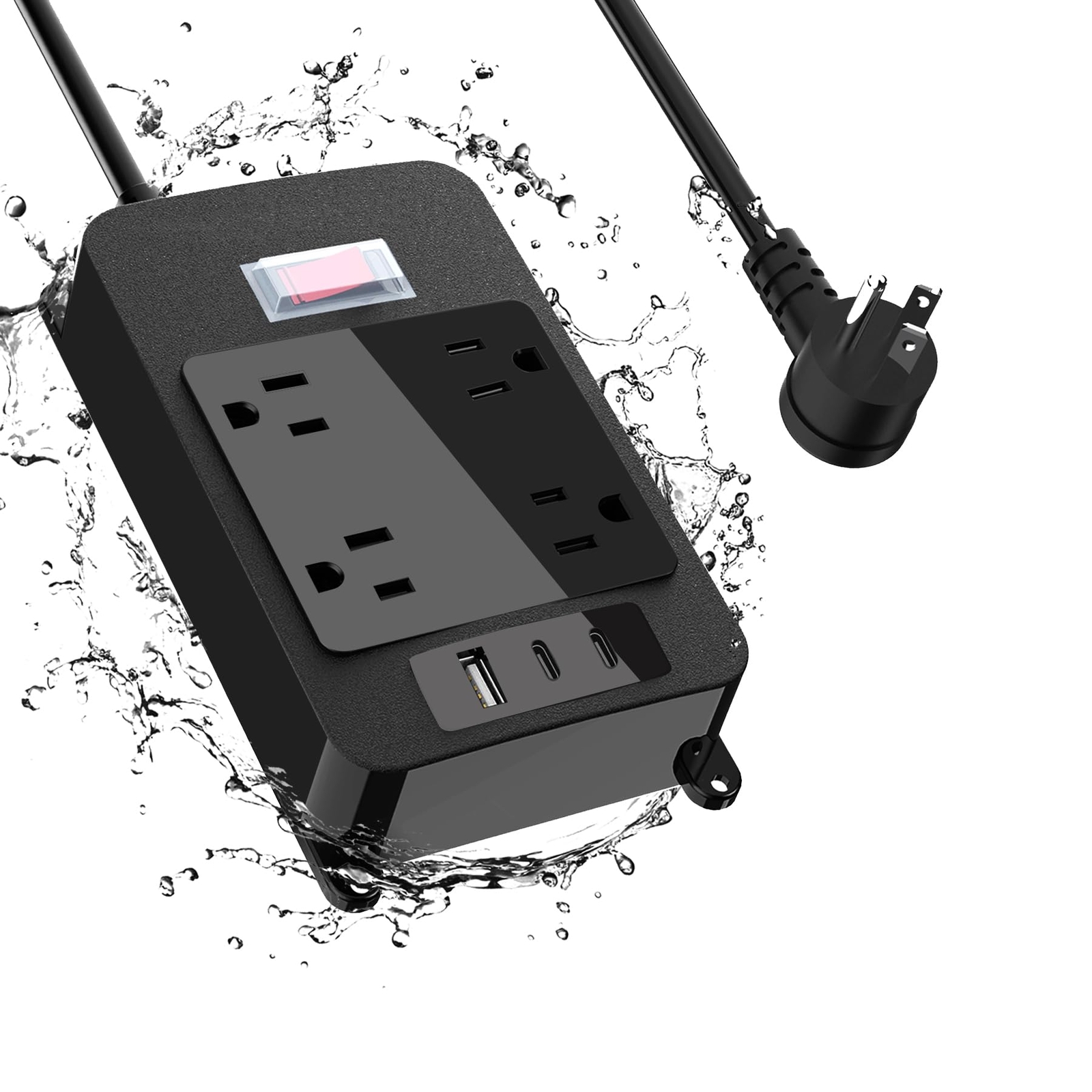 Outdoor Power Strip with USB C, Heavy Duty Waterpoof Surge Protector with 4 O...