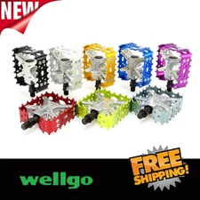 Wellgo BMX MTB Bear Trap Old school 9/16" or 1/2" Pedal  Black Blue Red Gold