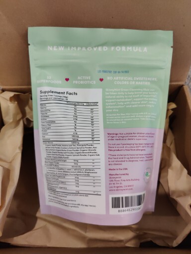 SkinnyMint Green Cleansing Elixir Greens Powder w/ 22 Superfoods Plus Probiotics