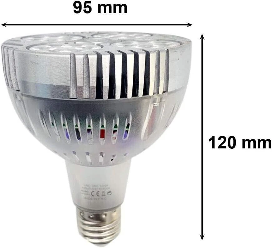 2PEZZI Lampadina E27 LED 35W Argento PAR30 Luce Interno per Faretto Incasso IP20 - Immagine 4 di 4