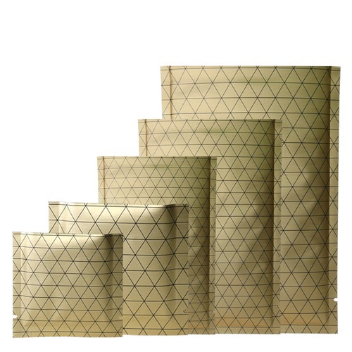 100/500 Foglio Mylar Alluminio Oro e Nero Imballaggio Termosigillabile Sacchetti Riempimento Aperti - Foto 1 di 5