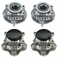 Front and Rear Wheel Bearing & Hub Assembly Kit Timken For Nissan Juke Leaf FWD