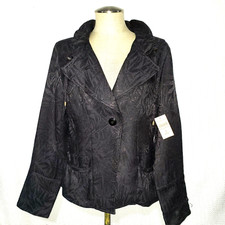 NWT Coldwater Creek Shaped Leaf Jacquard Jacket Blazer 10