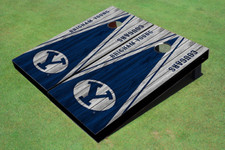 Brigham Young University BYU Navy And White Matching Wood Look Triangle Cornhole