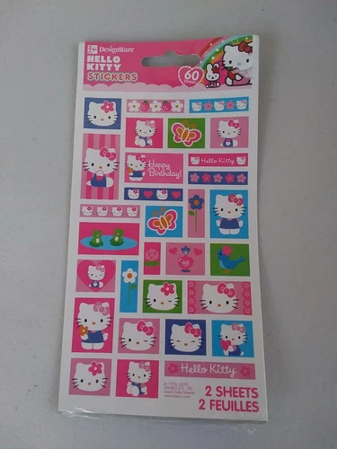 Hello Kitty 2 Sheet Sticker Pack Happy Birthday Sanrio 60 Stickers DesignWare