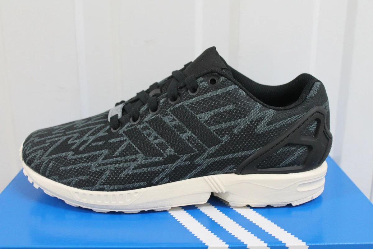 MENS ADIDAS ZX FLUX WEAVE BLACK GREY TRAINERS B23599