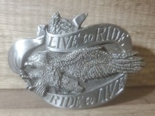Buckle " Live To Ride To Live " - Bergamot Brass - Vintage Years 90s - USA