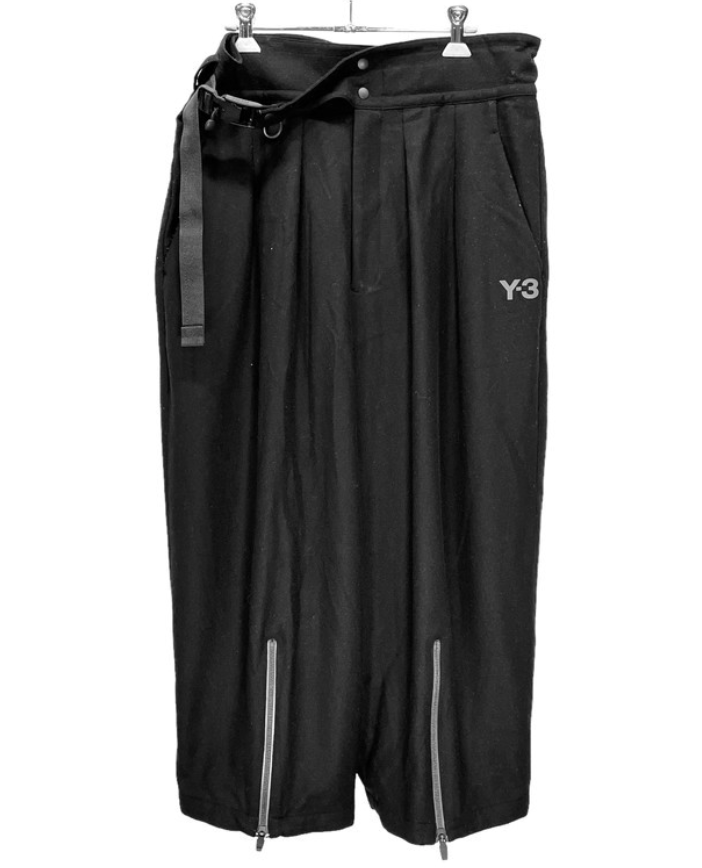 Y-3 WOOL FLANNEL CROPPED PANTS Sサイズ ADIDAS Y-3 CH1 YOHJI YAMAMOTO WOOL FLANNEL CROPPED PANTS BLACK