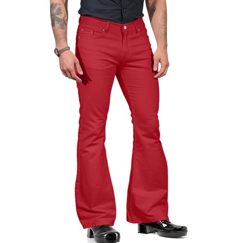 Men's Stretch Bell Bottoms Relaxed Fit Comfort Flared Leg Pocket Suit Trousers - Picture 49 of 54