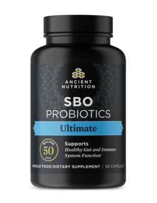 Ancient Nutrition SBO Probiotics Ultimate 50 Billion CFU 60 Caps FRESH