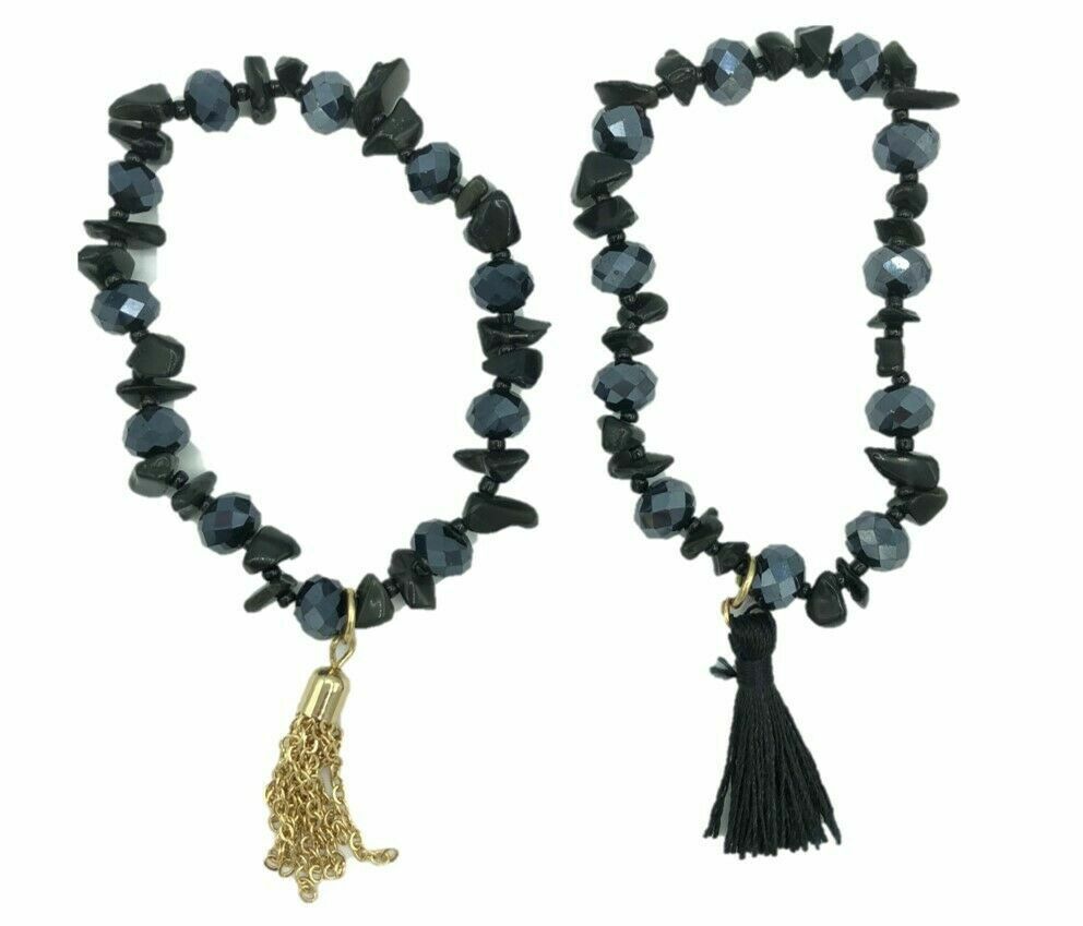 Вдохновленная жизнь 2 шт Камень в оправе и шнурок с кисточкой-Черный 2190₽