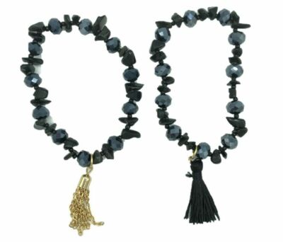 Inspired Life 2-Pc. Set Stone and Tassel String-Black