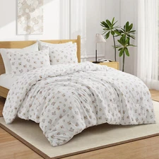 Double Inkjet Floral Printing 3PCS Comforter Sets, King or Queen Bedding Set