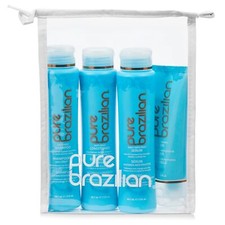 Pure Brazilian Anti Frizz Travel Size Kit 4 Piece Shampoo Conditioner Serum M...