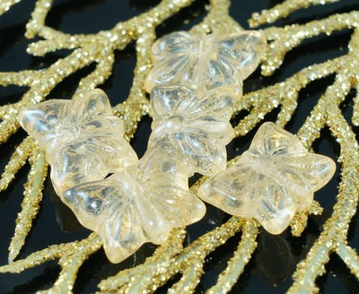 Shiny Luster Yellow Butterfly Moth Czech Glass Beads 14Mm X 11Mm 8Pcs (9014719767520)