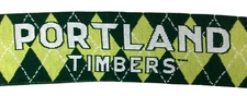 Vintage Portland Timbers Scarf Yellow Green Argyle Pattern with Fringe 58 x 7.5"