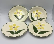 Blue Ridge Pottery Show Stopper Yellow Flower Finger Bowls & Saucers 2 Sets