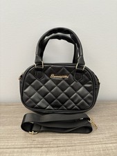 Black Quilted Satchel Bag - Detachable Strap - Gold Hardware