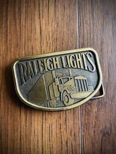 RALEIGH LIGHTS Vintage Trucker Belt Buckle cigarettes trucking Semi Truck