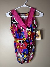 Vintage Rachel McLish The Body Co Floral Bodysuit leotard Medium Pink NWT 80s