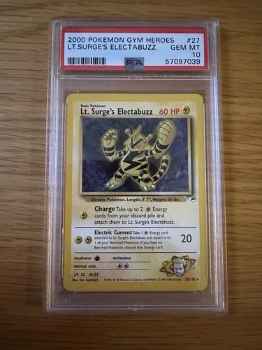 2000 Pokémon Gym Heroes Lt. Surge’s Electabuzz 27/132 PSA 10
