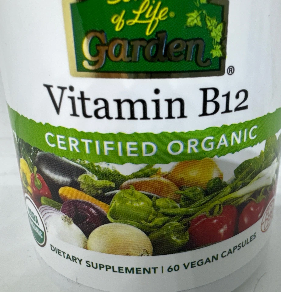Vitamina B12 orgánica certificada Natures Plus Source of Life Garden caducidad 28/07-60 tapa Foto 2 de 4