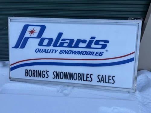 NOS Vintage Polaris Snowmobile Dealer Lighted Sign - 5’x3’