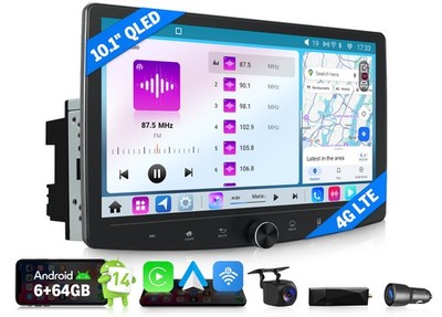 DAB+10,1'' QLED Autoradio Android 14 Auto 2DIN GPS Navi CarPlay 6G 64GB Bluetooth