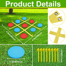 Giant Tic Tac Toe Outdoor Game, 4 Ft X 4 Ft Large Tic Tac Toe Strap Game Outd...