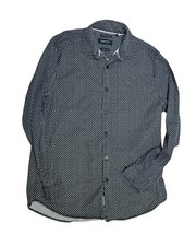 Kenneth Cole New York Mens Black Slim Fit Button Up Shirt KC Print M