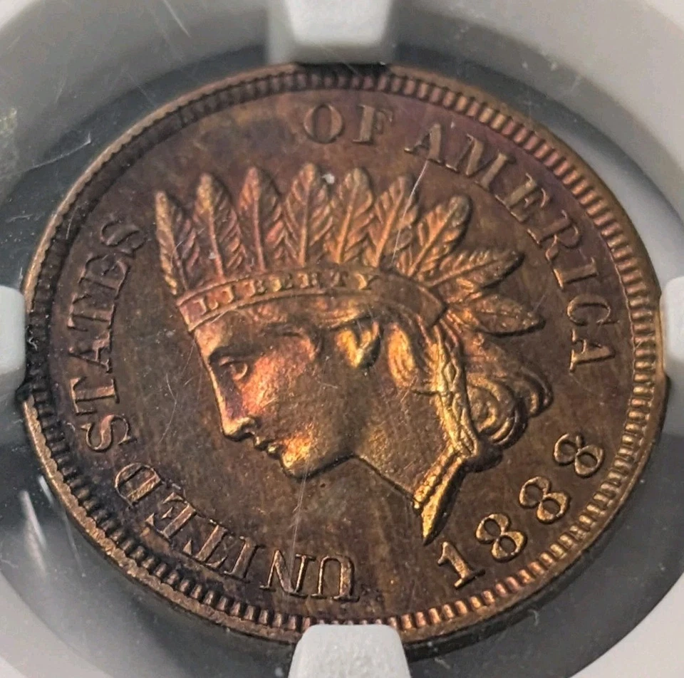 1888 Indian Head Cent Proof - Stunning RB/Rainbow Album Toned, NGC Details - Image 2 of 4