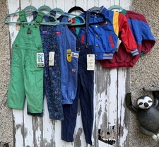 VINTAGE 80s NWT LOT OF 7 OSHKOSH B'GOSH OVERALLS ROMPERS VESTBAK Toddler Jackets