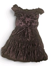 Theory Flowy Off Shoulder Plum Silky Dress Milkmaiden