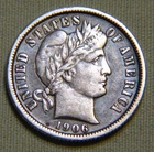 1906 P United States Silver Barber Dime - XF / AU Details - Lot 1389