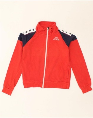 Kappa Mädchen Grafik Trainingsanzug Oberteil Jacke 11-12 Jahre rot Colourblock AE05