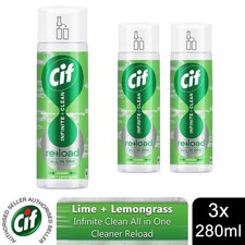 Cif Infinite Clean All in One Cleaner Reload Lime & Lemongrass, 3 Pk of 280ml