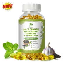 Oregano Oil Capsules with Black Seed Oil, Garlic Oil High Concentrated Carvacrol